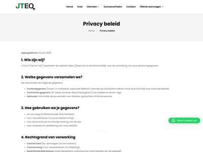 Privacy beleid - JTEQ